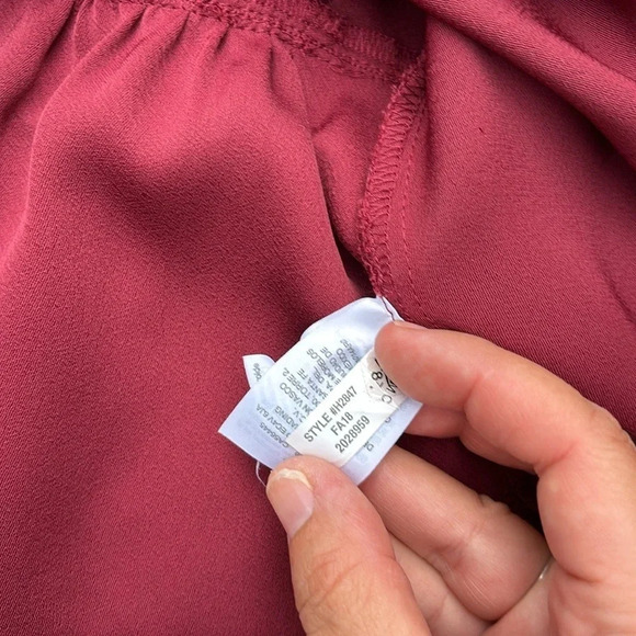 J Crew Burgundy Faux Wrap Top with side zipper vneck size 0 - Picture 10 of 14